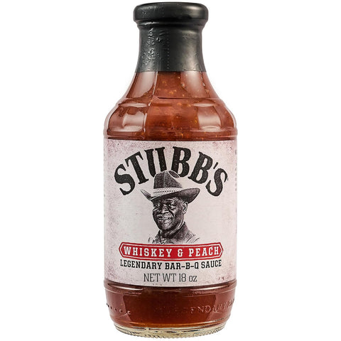 StubbÃ¢â‚¬â„¢s BBQ Sauce, Whiskey & Peach, Kosher, No Artificial Flavors, No High Fructose Corn Syrup, Sweet and Tangy Sauce for Ribs, Chicken, Wings, Steak, Pork & More, 18 oz