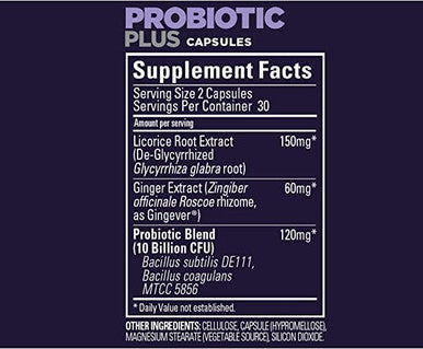 GU Energy Roctane Probiotic Plus Licorice Root Extract and Ginger Capsules, 60-Count Bottle (1-Month Supply)