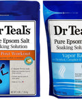 Dr. Teals Epsom Salt Soak Combo (5 lbs Total) - Pre & Post Workout with Magnesium Sulfate and Menthol, and Vapor Bath with Menthol, Camphor and Essential Oils - Treat Skin and Relieve Sore Muscles