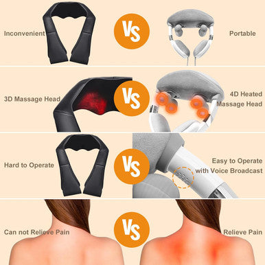 Neck Massager For Neck Pain Relief, 4D Deep Kneading Massagers With 3 Massage Nodes, Cordless Neck And Shoulder Massage With Heat For Neck, Back & Leg, Christmas Gifts For Women,Men