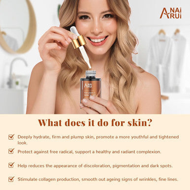 Anairui Vitamin C Serum 20%, With Hyaluronic Acid, Vitamin E, Increase Firmness, Reduce Fine Lines, Wrinkles,Dark Spots, Uneven Skin Tone 1Fl. Oz