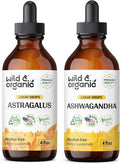 Wild & Organic Astragalus Tincture 4 Fl Oz & Ashwagandha Tincture 4 Fl Oz