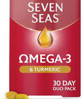 Seven Seas Omega-3 Fish Oil Turmeric, With 500 mg Fish Oil + 300 mg Omega-3, 60 High Strength Tablets With Vitamin D & 250 mg EPA & DHA, Whole Body Health+, Duo Pack: 30 Capsules + 30 Tablets