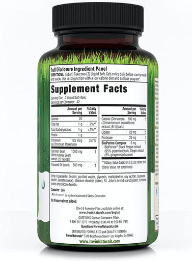 Irwin Naturals Maximum Strength 3-in-1 Carb Blocker - 84 Liquid Soft-Gels Pack of 2 - Neutralize Carbohydrates - 84 Total Servings