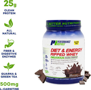 Performance Inspired Nutrition Diet Energy Ripped Whey Protein 25G Powerful Formula