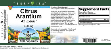 Terravita Citrus Arantium 4:1-450 Mg (100 Capsules, Zin: 519769)