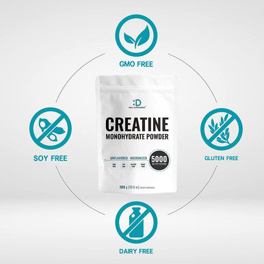 Creatine Monohydrate Powder 300 Grams (60 Servings), Unflavored | Pure | Micronized Creatine Powder, 5000mg(5g) Per Serving, 2 Month Supply, Vegan | Keto, Non-GMO, No Filler, No Additives