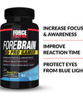Force Factor Forebrain Pro Gamer Brain Booster, Gamer Supps to Increase Focus & Awareness, Blue Light, Gaming Supplement, Nootropic,, 240 Capsules, 3-Pack, Black