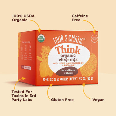 Four Sigmatic Lion'S Mane Elixir Mushroom Coffee Tive By | Organic Lion'S Mane Mushroom Powder Rhodiola & Rose Hips | Immune & Memory Support | Paleo | Pack Of 20