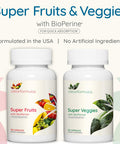 Fruits And Veggies - Whole Food Supplement With Superfood Fruits And Vegetables - Packed With Superfoods - 90 Fruit Capsules - 90 Veggie Capsules