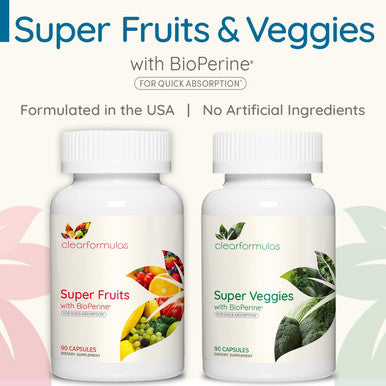 Fruits And Veggies - Whole Food Supplement With Superfood Fruits And Vegetables - Packed With Superfoods - 90 Fruit Capsules - 90 Veggie Capsules
