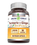 Amazing Formulas Turmeric Curcumin & Ginger With Bioperine 2250 Mg Per Serving Veggie Capsules | Non-Gmo | Gluten Free | Made In Usa | Ideal For Vegetarians (180 Count)