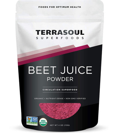 Terrasoul Superfoods Organic Beet Juice Powder 4 Oz - Grown in USA | Concentrated Beet Juice Crystals | Energy & Stamina
