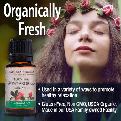 Nature'S Answer Nature s Answer USDA Organic Wintergreen Essential Oil 100% Pure | Natural Aromatherapy Oil for Diffuser/Humidifier Steam Distilled 0.5 fl oz. (15ml) | Made in USA