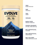 Evolve Plant Based Protein Powder, Vanilla Bean, 20G Vegan Protein, Dairy , No Artificial Flavors, Non-Gmo, 10G Fiber, Exclusive, 2 Pound (Packaging May Vary)