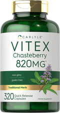 Carlyle Vitex Chasteberry Supplement | 820Mg | 320 Capsules | Vitex Agnus-Castus Fruit For Women | Non-Gmo, Gluten Free