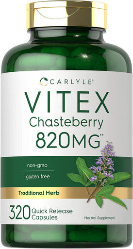 Carlyle Vitex Chasteberry Supplement | 820Mg | 320 Capsules | Vitex Agnus-Castus Fruit For Women | Non-Gmo, Gluten Free