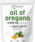 Micro Ingredients Oil of Oregano Softgels 6000mg Per Serving 300 Count | 2 in 1 Formulated with Black Seed Oil 200mg 4X Strength Carvacrol & Thymoquinone | Plant Based Non-GMO & Immune Support