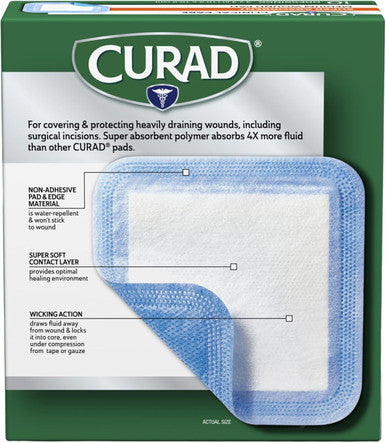 Curad Super Absorbent Wound Pad Medium 4" x 4" 10 Count 3 Pack