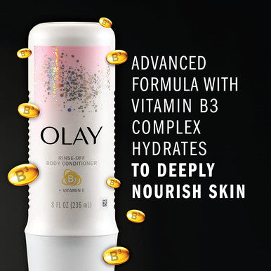 Olay In-Shower Rinse Off Body Conditioner with Vitamin E & B3 for Dry Skin, Lasting Hydration, 8 Oz, Pack of 6