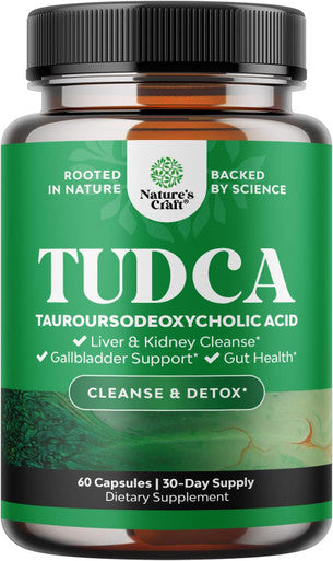 Natures Craft Advanced Bile Salt TUDCA Supplement - Extra Strength TUDCA 500mg per Serving Bile Salts for Gallbladder Kidney and Liver Support - High Purity Tauro Ursodeoxycholic Acid Liver and Gallbladder Cleanse