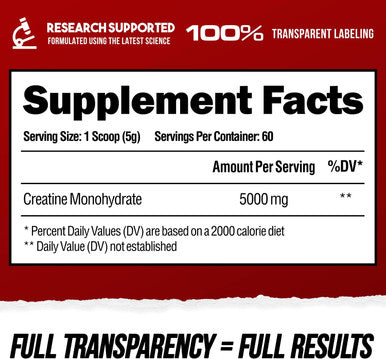 ALPHA LION Creatine Monohydrate Powder, 5000mg Per Serving (5g), Supports Muscle Strength, Power, Athletic Performance, Pure Creatine Supplement (60 Servings, Unflavored)