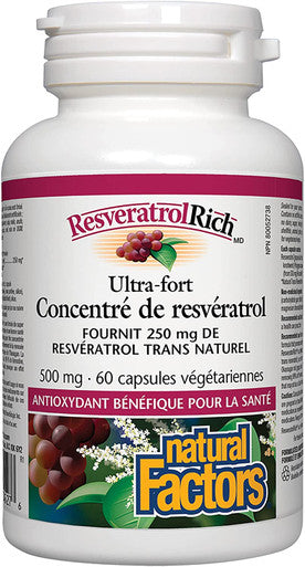 ResveratrolRich by Natural Factors Super Strength Resveratrol Concentrate Promotes Healthy Aging 60 capsules 60 servings