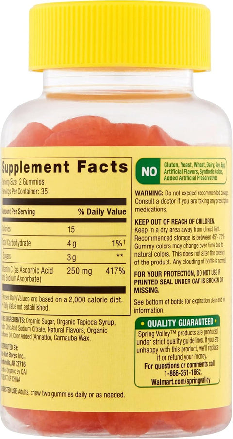 Spring Valley Gummie Vitamin C 240 mg 70 Orange Gummies