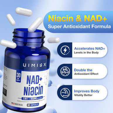 Nad+ Supplement 1000Mg & Niacin(Vitamin B3) 500Mg, Nad Plus Boosting Supplement For Woman And Man, Nicotinamide Riboside (Nr) Supports Anti-Aging, Energy, Brain, Muscle, Non-Gmo, Gluten-Free,73