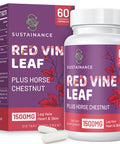 SUSTAINANCE Red Vine Leaf Extract 1400Mg & Horse Chestnut Extract 100Mg Supplement Diet For Leg Vein Circulation Heart Skin (60 Capsules)
