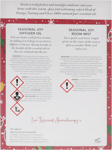 Tisserand Aromatherapy - Seasonal Joy Diffuser Oil And Room Mist Duo Kit - Orange, Nutmeg And Clove - 100% Natural Pure Essential Oils