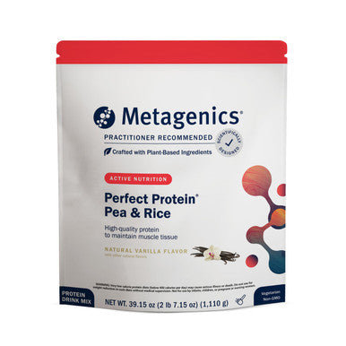 Metagenics Perfect Protein Pea & Rice - Plant-Based Protein Powder with 20g Protein & 3.5g BCAAs - Supports Muscle Growth & Recovery - Non-GMO Gluten-Free Dairy-Free - Vanilla - 30 Servings