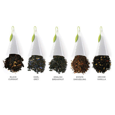 Tea Forte Assorted Black Tea Petite Presentation Box Tea Sampler Set with 10 Handcrafted Pyramid Tea Infusers