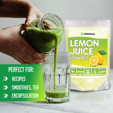 Xprs Nutra Lemon Juice Powder - Lemon Powder Immunity Boost Rich in Vitamin C - Lemon Concentrate for Smoothies Beverages and More - Vegetarian and Vegan Friendly (4 oz)