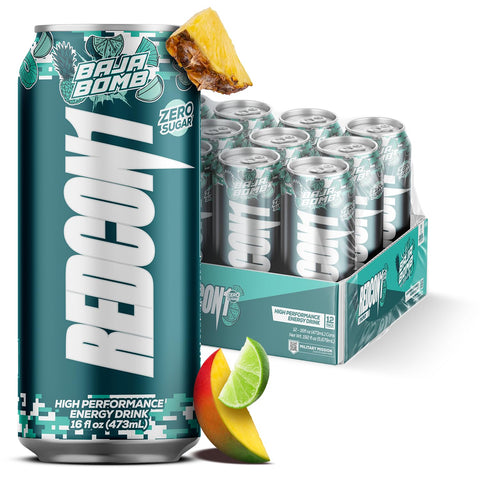 REDCON1 Energy High Performance Drink, Cali Splash - Zero Sugar Energy Drink with Alpha GPC Nootropic - 200mg of Natural Caffeine from Green Coffee Beans - Vitamin B6, B12 & B5 to Boost Mood (12 ct)