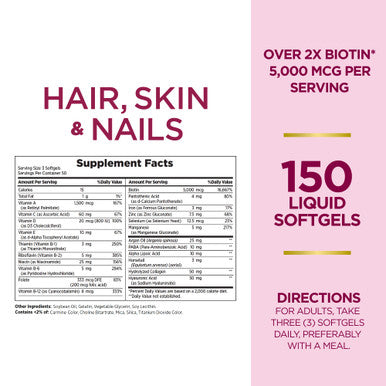 Nature's Bounty Optimal Solutions Extra Strength Hair, Skin & Nails 150 Softgels