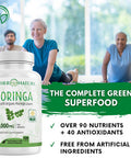 Mother Nature Organics Superfoods for Organic Living Moringa Capsules 1000Mg, From Organic Certified Moringa Leaves Powder - Greens Superfood Supplement - Energy, Focus, Lactation Support, Vitamin C For Immune Support - Vegan, Non-Gmo (120 Count)