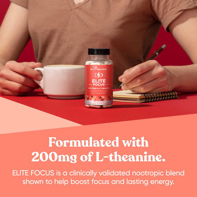 Elite Caffeine Pills With L-Theanine Jitter-Focused Energy Supplements Clean & Natural Nootropic Stack For Smart Cognitive Performance 120 Soft Capsules