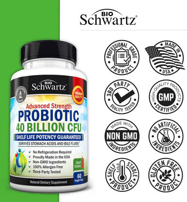 Bio Schwartz Probiotic 40 Billion CFU Supplement 60 Count