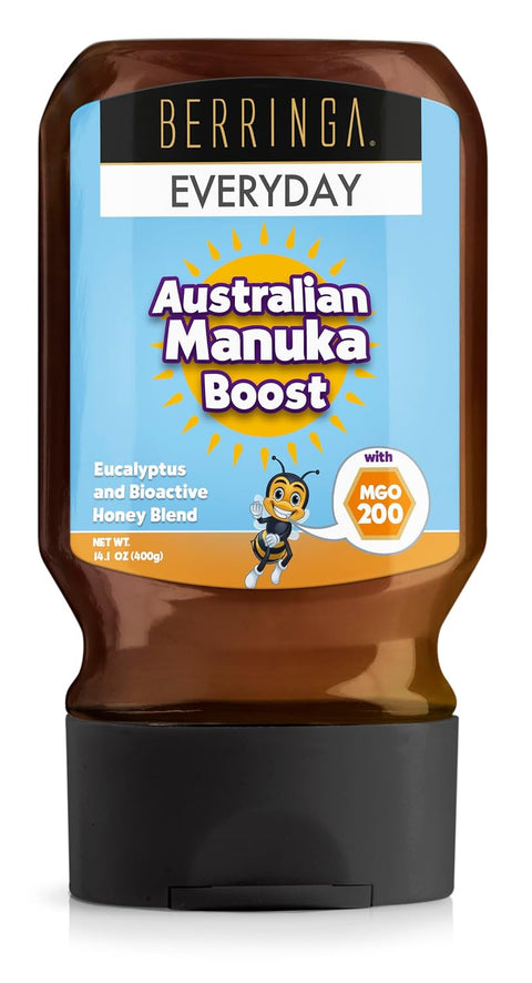 Berringa Manuka Honey Organic MGO 220+ Medium Strength, Supports General Wellbeing & Digestive Balance - 100% Raw, Pure & Unfiltered, Sustainably Sourced from Australia - (8.82 oz)