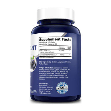 NusaPure Black Currant Oil 1070mg GLA 15% 180 Caps (Non-GMO & ) Hexane Free