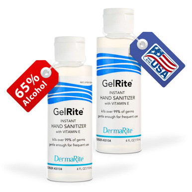 GelRite Instant Hand Sanitizer Gel 4 Ounce Travel Size 6 Pack Rinse Free Waterless Moisturizing Formula Vitamin E Enriched 65 Alcohol No Sticky Residue Instant Germ Eliminator