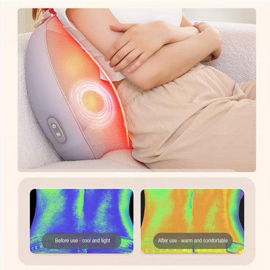 Back Massager With Heat, Shiatsu Roller & Percussion Head For Lower Back Pain Relief - 3D Deep Tissue Kneading Massage Pillow For Neck & Shoulder Muscle Relaxation, Home & Office