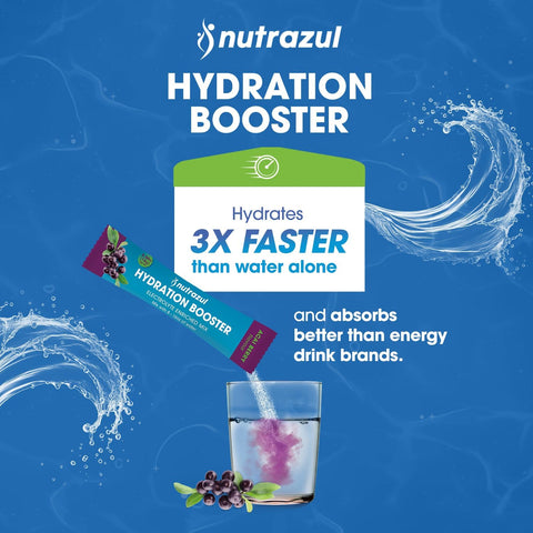 Nutrazul Hydration Booster 90 Sticks Supports Rapid Hydration Electrolyte Enriched Mix No Artificial Sweeteners Acai Berry Flavour Vegan Gluten- Non-Gmo