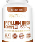 Psyllium Husk Complex - 1080mg of Psyllium Husk Powder (60 High Fiber Capsules) Fiber Supplement with Psyllium + 10 Herbs Supports Digestion, Intestinal Health & Regularity*