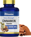 Cinnamon Capsules 4000 MG - 180 Capsules | Ceylon Cinnamon & Cassia Cinnamon Pills | Blood Sugar Support Supplement* | Extra Strength Cinnamon Bark Extract | Cinnamon Complex | by TNVitamins