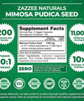 Zazzee Mimosa Pudica Seed 10:1 Extract, 200 Vegan Capsules, 1100 Mg, 3+ Month Supply, Potent 10:1 Extract, Non-Gmo And All-Natura