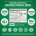 Zazzee Mimosa Pudica Seed 10:1 Extract, 200 Vegan Capsules, 1100 Mg, 3+ Month Supply, Potent 10:1 Extract, Non-Gmo And All-Natura