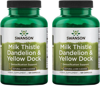 Swanson Milk Thistle Dandelion & Yellow Dock - Herbal Liver Support Supplement - Natural Supplement Helping to Maintain Overall Health & Wellbeing - (120 Capsules) 1 Pack (2 Pack)