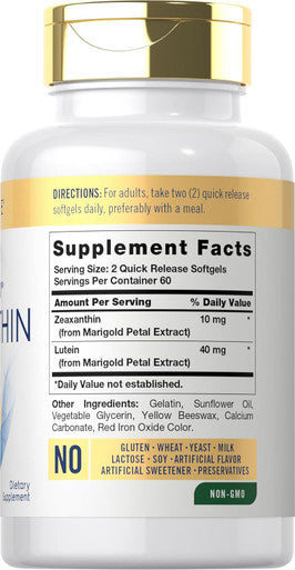Carlyle Zeaxanthin 10mg | 120 Softgels | Eye Health Support with Lutein | Non-GMO Gluten Supplement